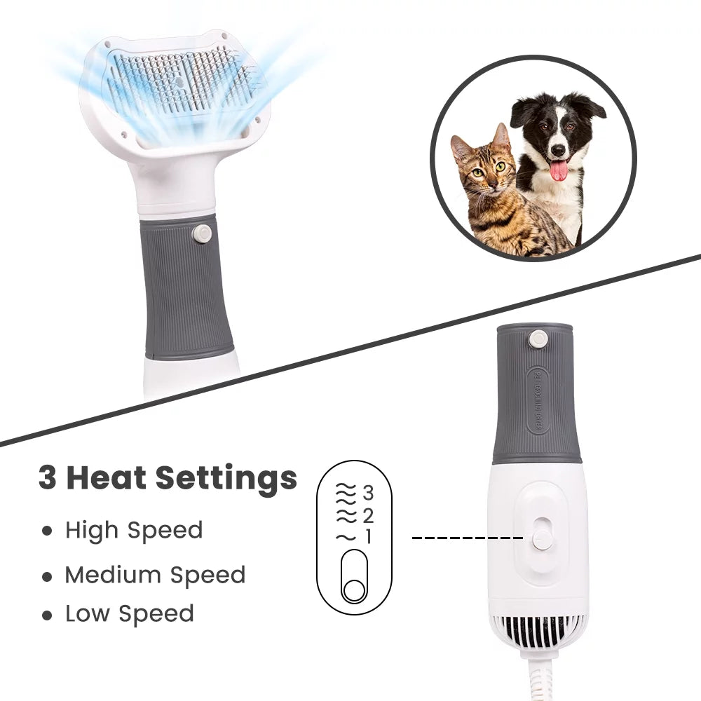 Dog Hair Dryer, 2 in 1 Dog Brush, Pet Grooming Dryer for Small Dog and Cat, Cat Hair Brush with Adjustable Temperature