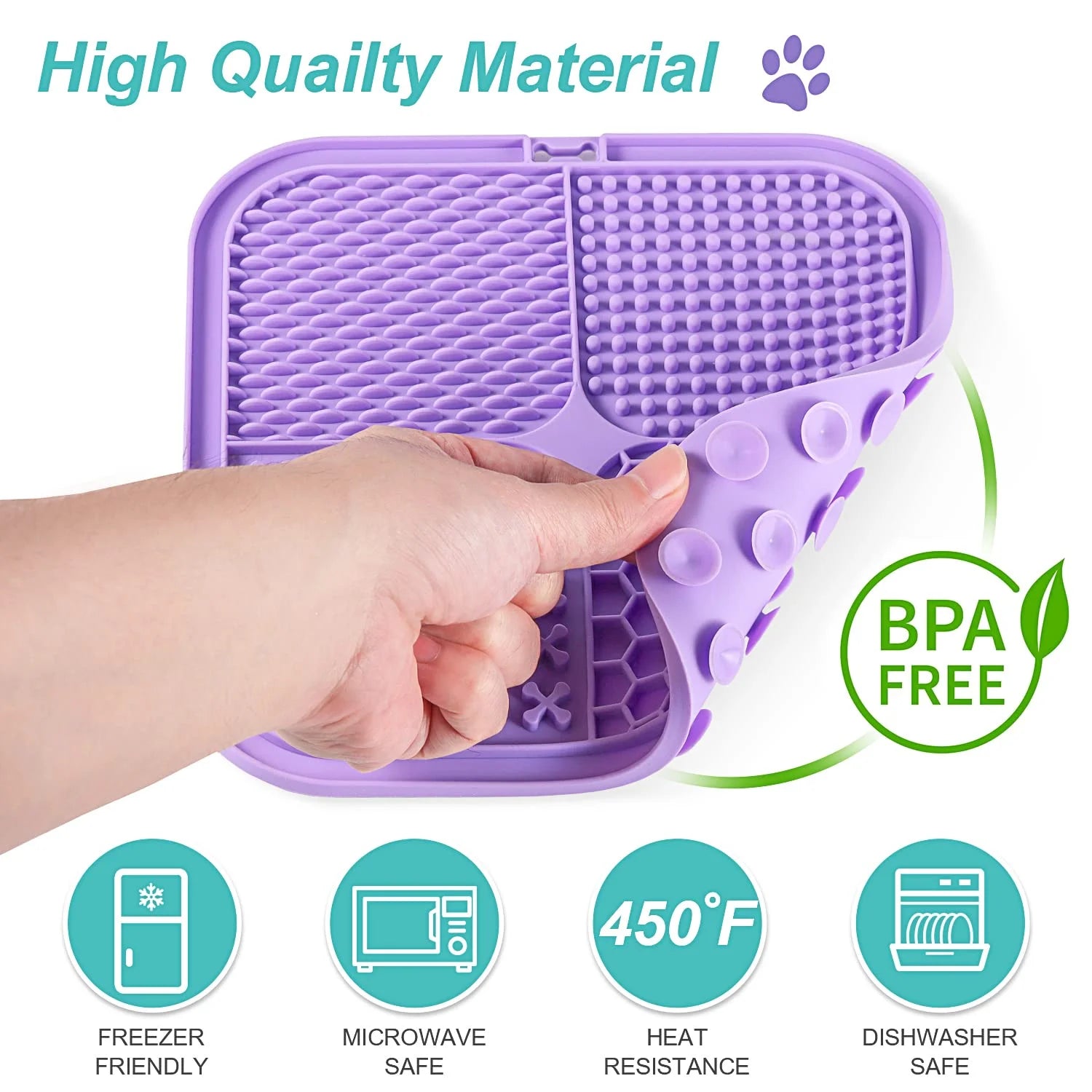 Licking Mat for Dogs & Cats with Suction Cups, Dog Peanut Butter Lick Pads for Boredom Reducer, Perfect for Bathing Grooming, 2 Pack 